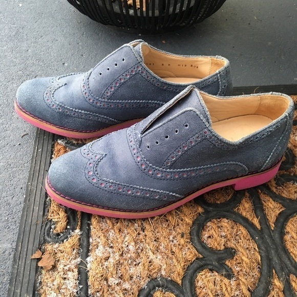 Cole Haan Alisa Women's Blue Pink Suede Oxfords - Picture 1 of 7